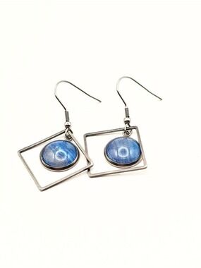 Artisan Blue Geometric Drop Earrings
